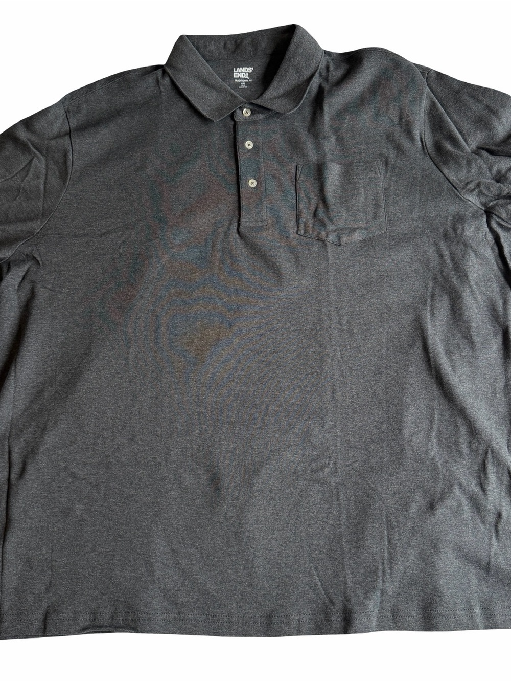 Lands End Men's Dark Grey Polo Shirt - Classic Fit 4XL